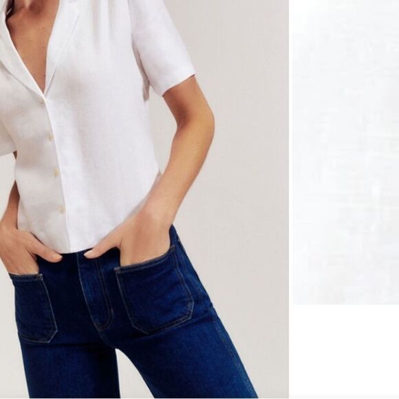 Reformation Short Sleeve Linen Button-Up Shirt XL NEW $148 - Picture 4 of 6